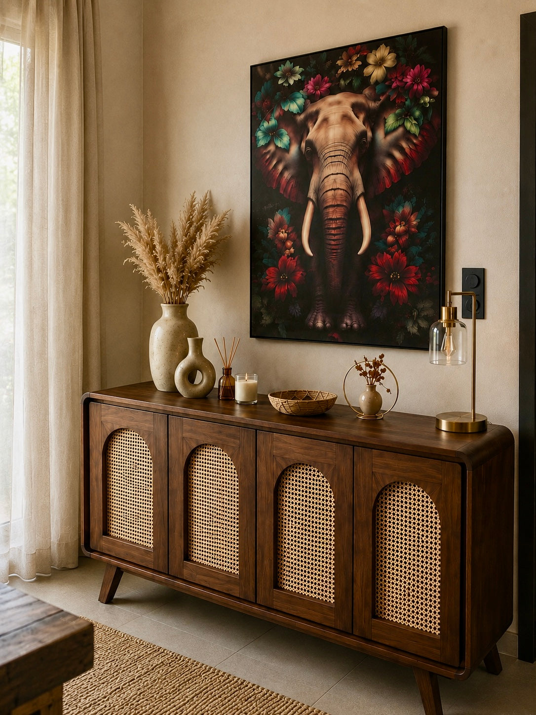 Buffet Atlas en bois exotique fait main 