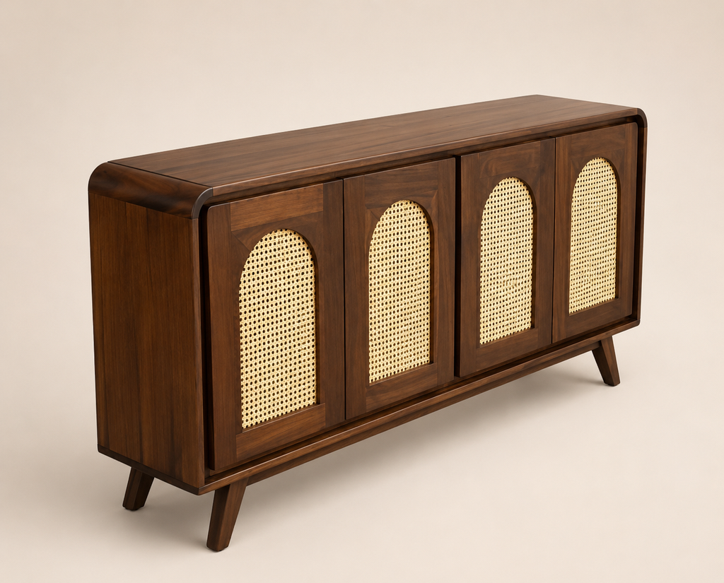 Buffet Atlas en bois exotique fait main 