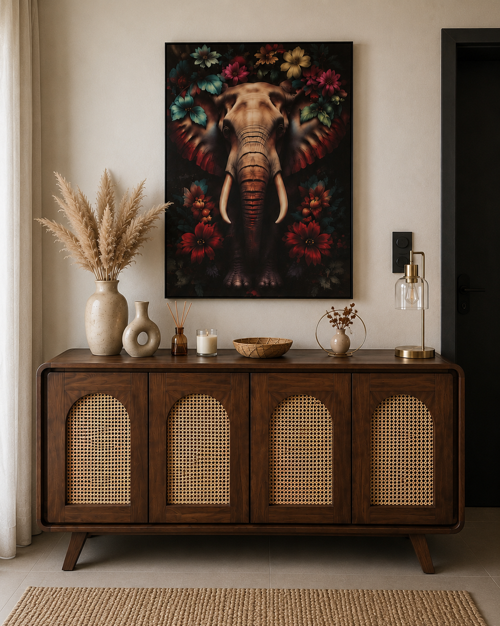 Buffet Atlas en bois exotique fait main 