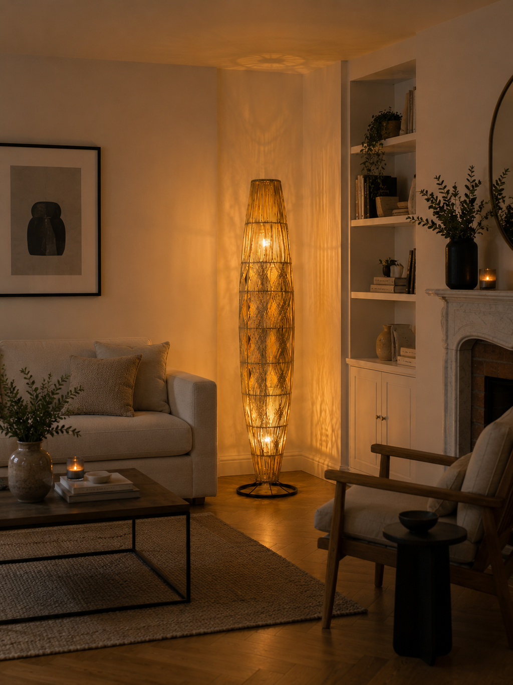 Lampe Dune en Rotin 