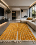 Tapis Draa en laine de mouton avec motifs modernes et franges