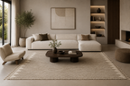 Tapis Soléa en laine beige dans un salon contemporain
